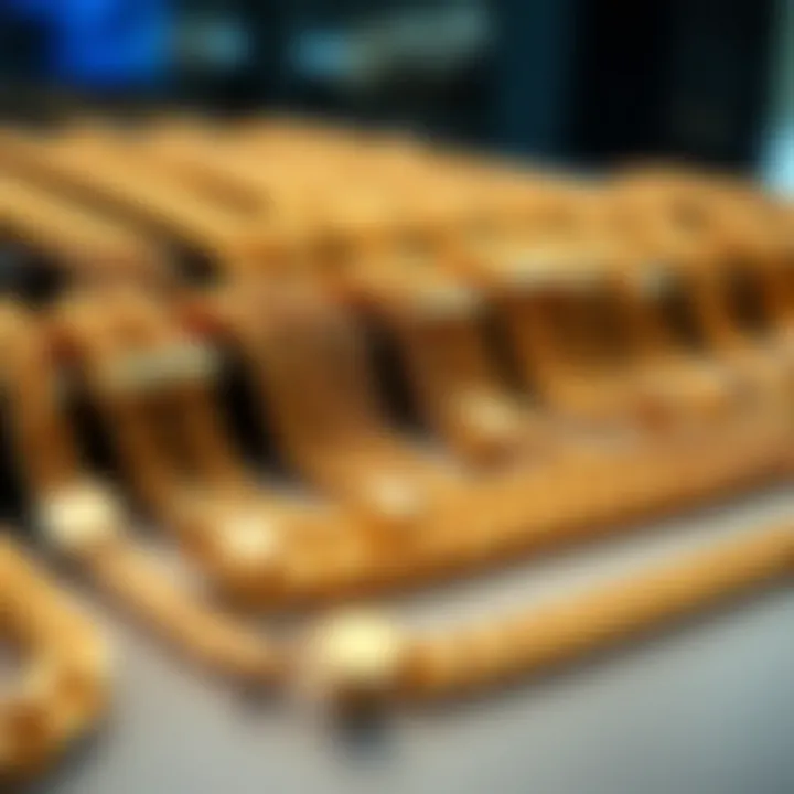 Variety of Figaro Chains on Display Aesthetic arrangement showing different lengths and styles of Figaro chains