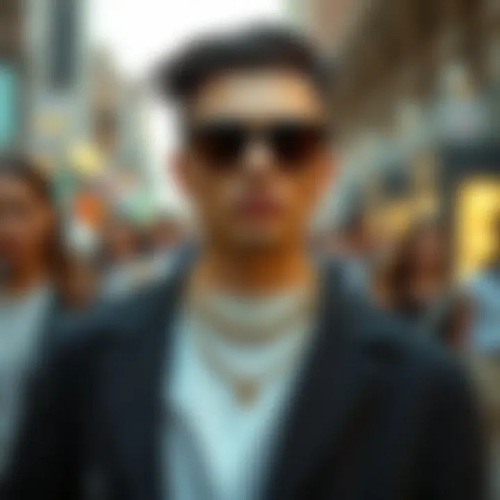 Fashion Ensemble Highlighting Figaro Chain Stylish ensemble featuring a Figaro chain as the focal accessory