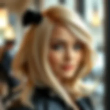 Chic Styling of Blonde Wig with Brown Highlights Elegant styling of a blonde wig with brown tones