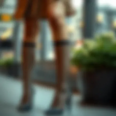 Chic Styling with Black Fishnet Ankle Socks Elegant black fishnet ankle socks styled with a chic outfit