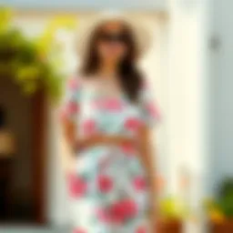 Charming summer outfit featuring a floral two-piece set