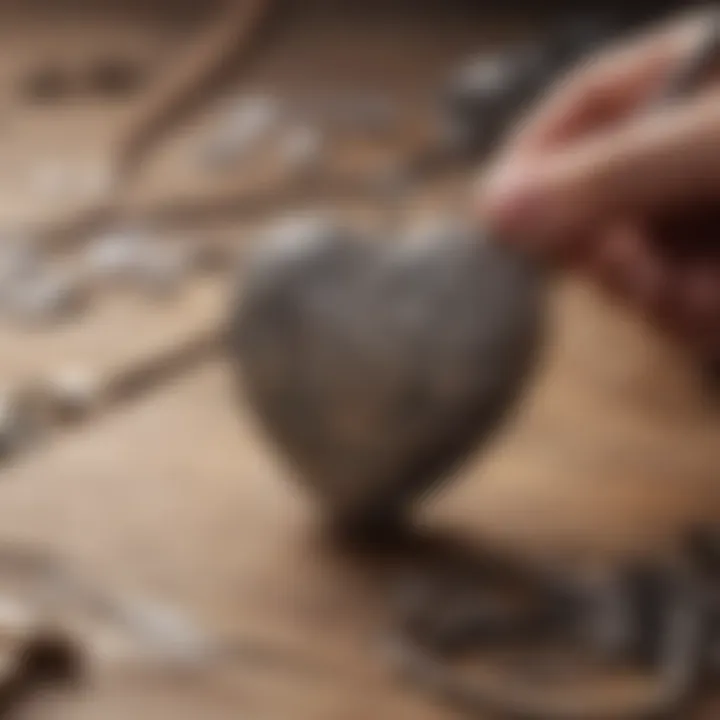 Artisan crafting a heart necklace with traditional tools