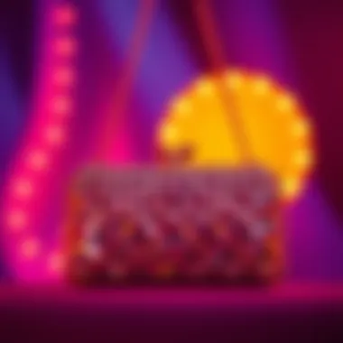 A stylish large rhinestone purse showcased on a vibrant background