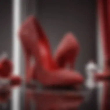 Luxurious Display of Red Diamond Heels A fashionable display of red diamond heels in a luxurious setting