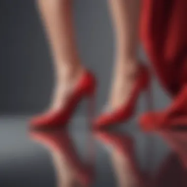 Stylish Ensemble Featuring Red Diamond Heels A stylish ensemble featuring red diamond heels as the focal point