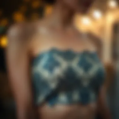 Glistening sequin bandeau top showcasing intricate designs