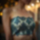 Intricate Design of a Sequin Bandeau Top Glistening sequin bandeau top showcasing intricate designs