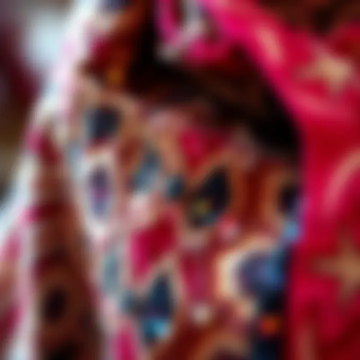 Close-up of craftsmanship highlighting unique sequin patterns