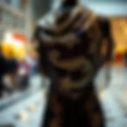 Elegant display of a sequin shawl showcasing intricate designs