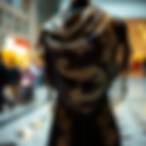 Elegant display of a sequin shawl showcasing intricate designs