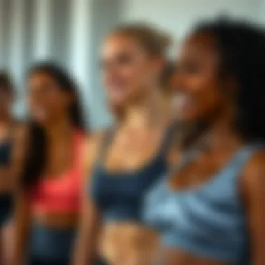 Diverse athletic individuals wearing sports bras without padding during various activities