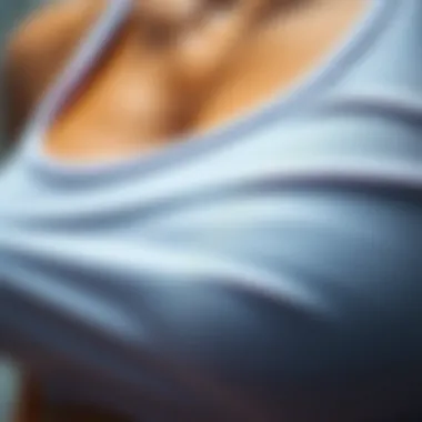 Close-up of a sports bra fabric showcasing breathability and flexibility
