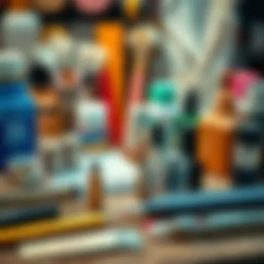 Tools and materials required for creating magnetic nail designs in a well-organized setup