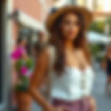 Stylish bandeau top paired with a chic summer outfit