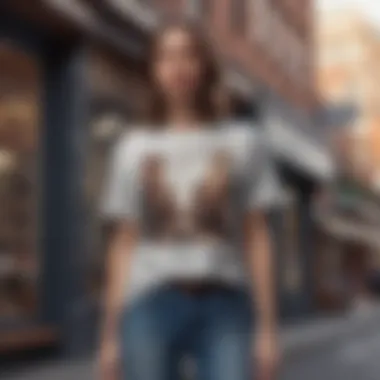 Urban Aesthetic of the Deadwood T-shirt Stylish display of the Deadwood T-shirt in a contemporary urban setting
