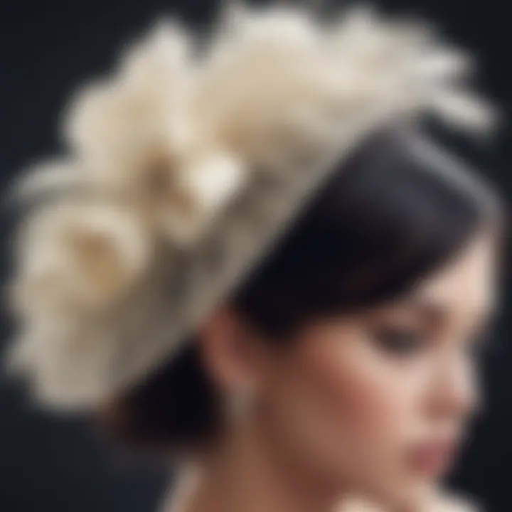 Close-up of a vintage-inspired bridal fascinator