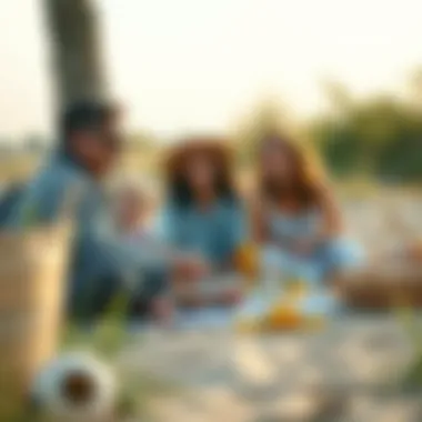 Family Picnic with Sand Proof Mat Family enjoying a picnic with a stylish sand proof mat