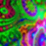 Vibrant Glow Tapestry Patterns An intricate pattern of glow tapestry fabric showcasing vibrant colors.
