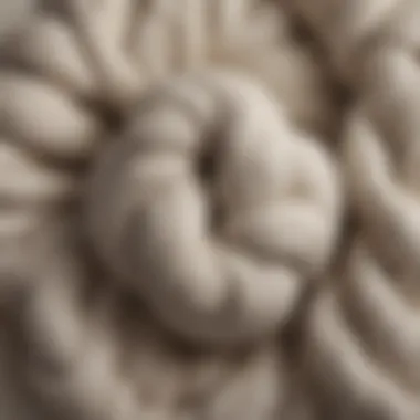 A close-up view of the material texture of a knot floor pillow