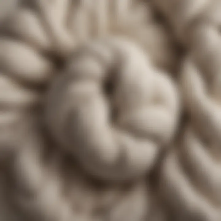 A close-up view of the material texture of a knot floor pillow