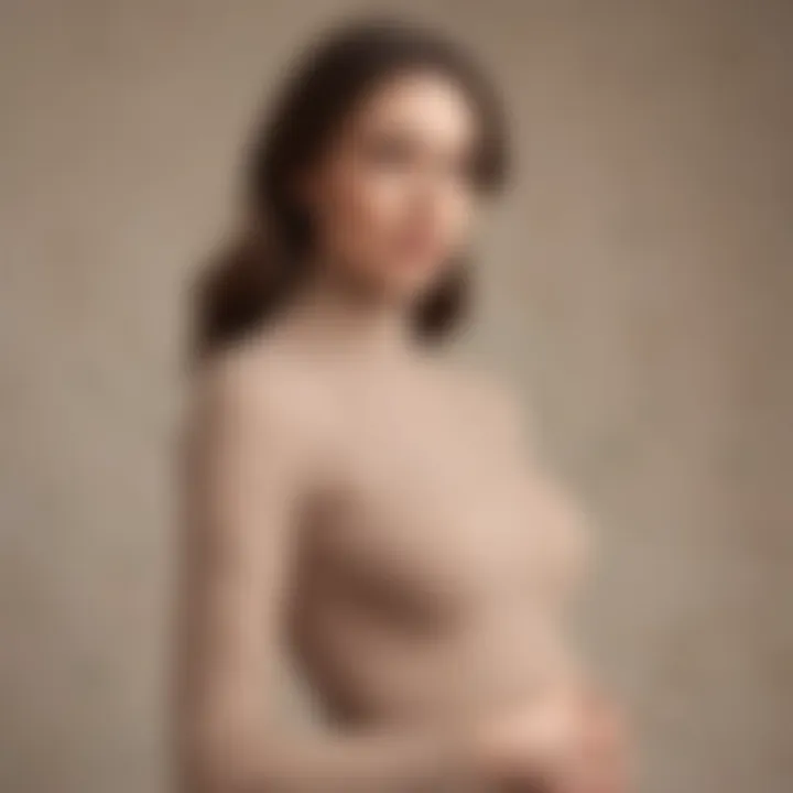 Elegant maternity turtleneck dress displayed in a serene environment