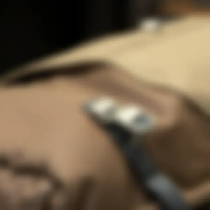 Close-up of durable nylon fabric and stitching