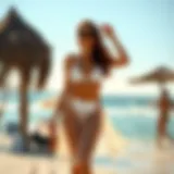Chic sheer bathing suit skirt by the beach
