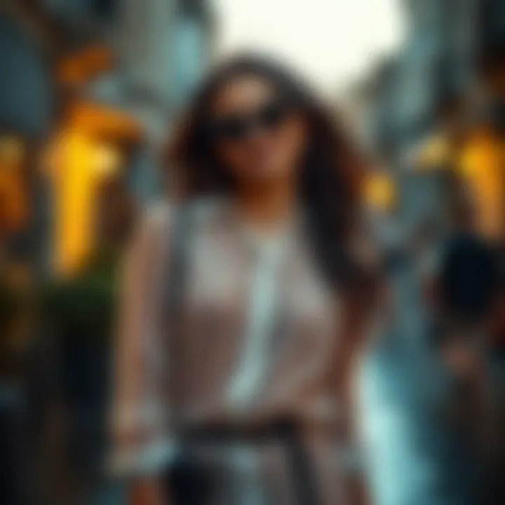 Elegant sheer cover-up shirt styled with accessories