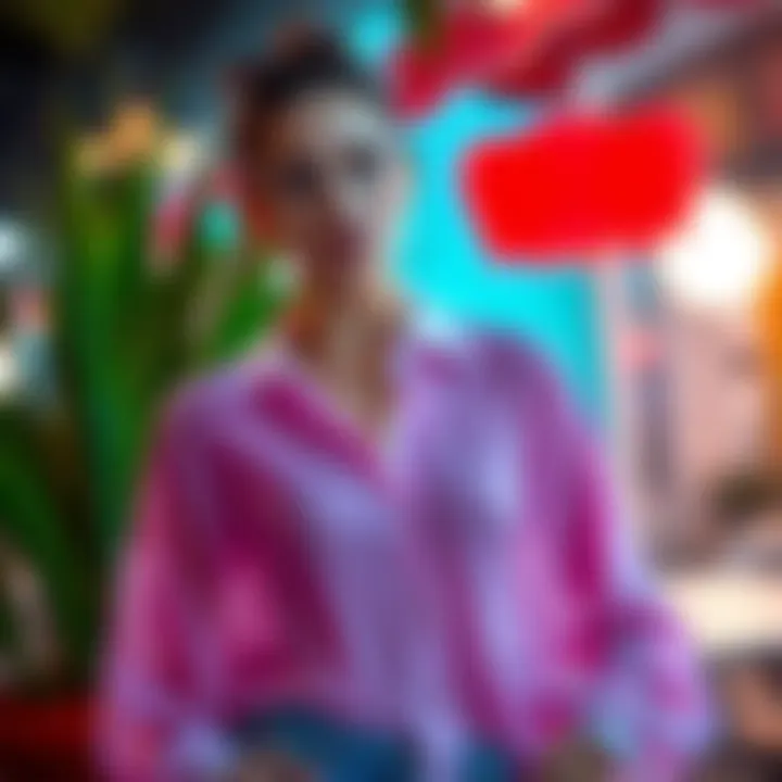 Fashionable sheer cover-up shirt in a vibrant setting