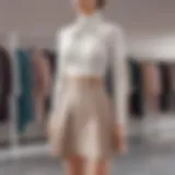 A stylish two piece high waisted skirt set displayed on a mannequin