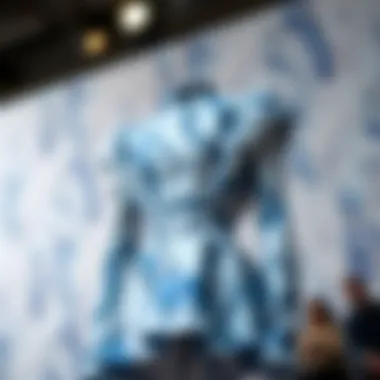 Unique Garment with Blue Marble Design Unique fashion design featuring blue marble contact paper in garment construction.