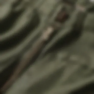 A close-up shot of the fabric and texture of Romwe cargo pants.