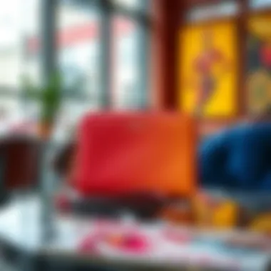 Colorful Wristlet Wallet Design Colorful wristlet wallet resting on a stylish table