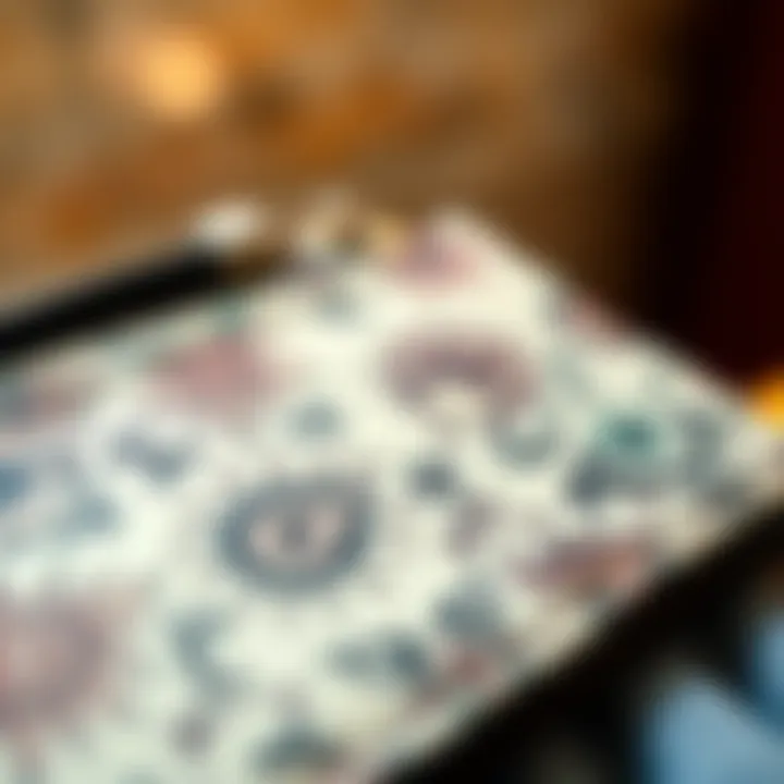 Intricate Patterns on a Wristlet Wallet Close-up of a wristlet wallet showcasing intricate patterns