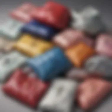 Various materials used in pad bags arranged aesthetically.