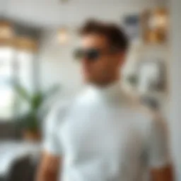 Elegant short sleeve turtleneck in a contemporary setting