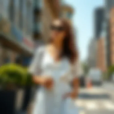 Casual White Dress for City Outing Casual white dress styled for a day out in the city