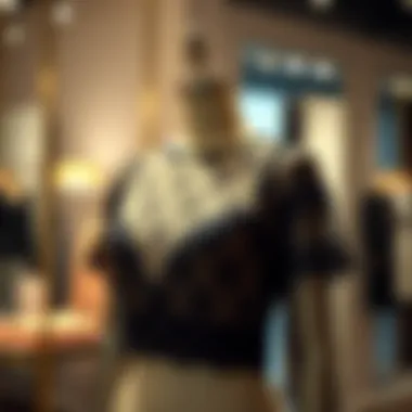 Elegant Display of Shoulder Lace Top Elegant shoulder lace top displayed on a mannequin in a boutique setting