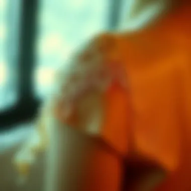 Intricate Lace Detailing Close-up of intricate lace detailing on a shoulder lace top