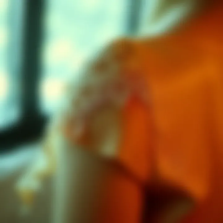 Intricate Lace Detailing Close-up of intricate lace detailing on a shoulder lace top