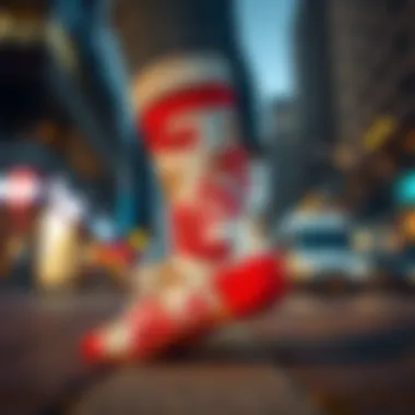 Fashion-forward styling of photo socks in urban settings