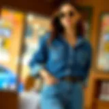 Chic Two-Piece Denim Ensemble Stylish two-piece denim outfit on a model