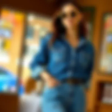 Chic Two-Piece Denim Ensemble Stylish two-piece denim outfit on a model