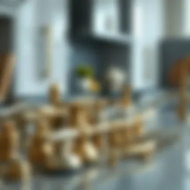 Diverse Metallic Handle Selection Variety of gold and silver handles displayed on a countertop