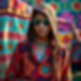 Colorful hippy clothing showcasing vibrant patterns and textures