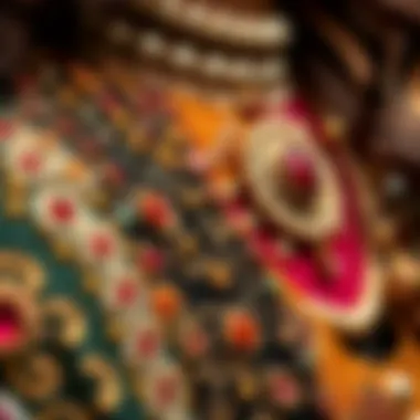 Close-up of intricate embellishments on vintage hippy garments