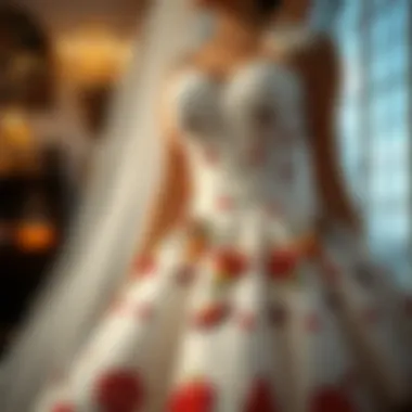 Whimsical wedding dress featuring Halloween-themed embroidery