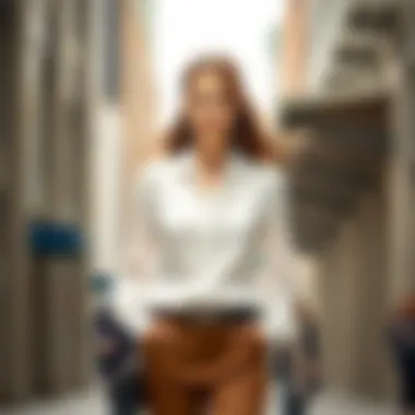 Chic Blouse Ensemble Chic white formal blouse styled with tailored trousers