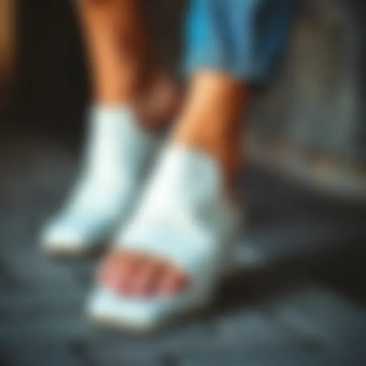 Sustainable materials used in the creation of white square toe mules