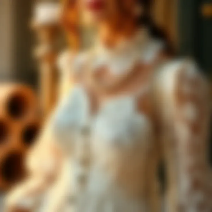 Fashionable accessories complementing a white lace dress